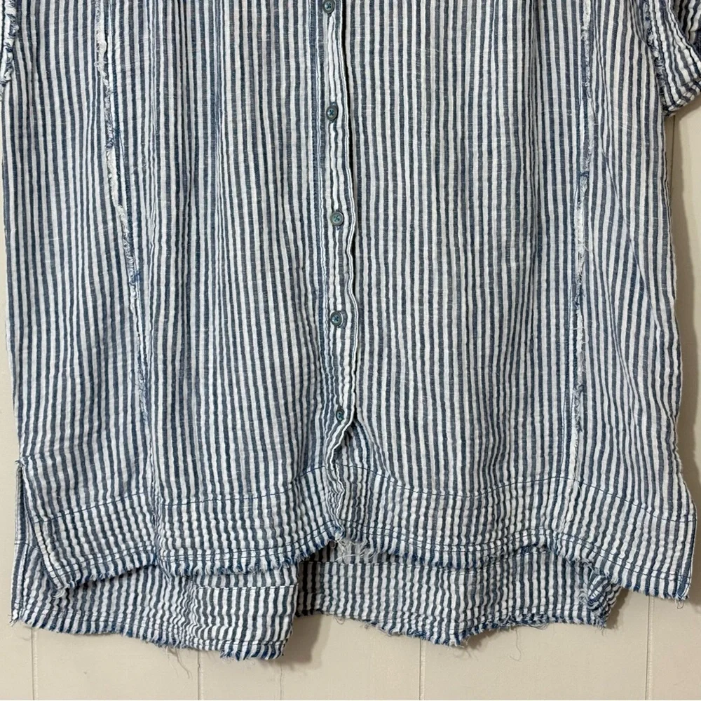 We The Free Sun Beams Indigo Stripe Shirt Size M |Free People Button Down Top - Picture 7 of 12